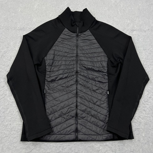 Athleta Flurry Force Insulated PrimaLoft Jacket Large Black Quilted Full Zip Run - Picture 1 of 9